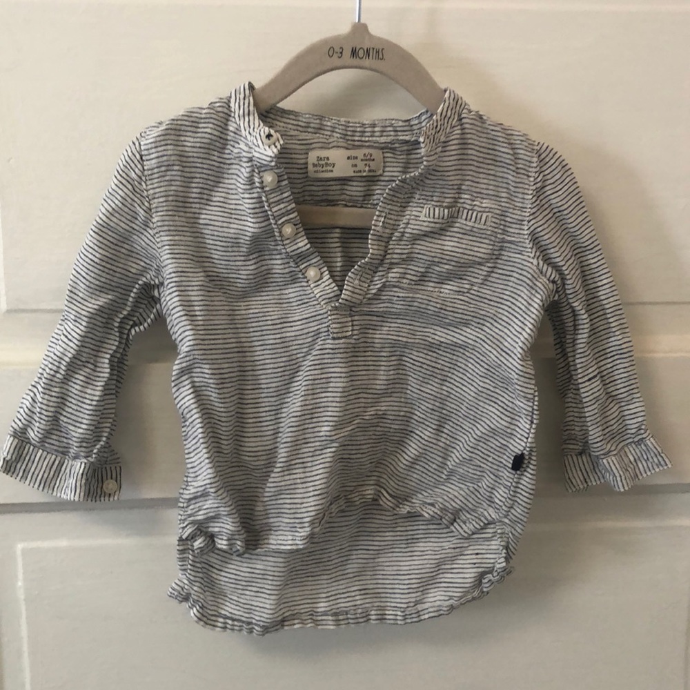 Zara baby linen tunic shirt 6/9 months